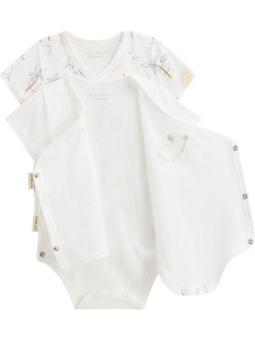 Set van 2 babyrompertjes met korte mouwen en een overslagopening, hazelnootkleur. - Kiabi Set van 2 babyrompertjes met korte mouwen en een overslagopening, hazelnootkleur. - Kiabi