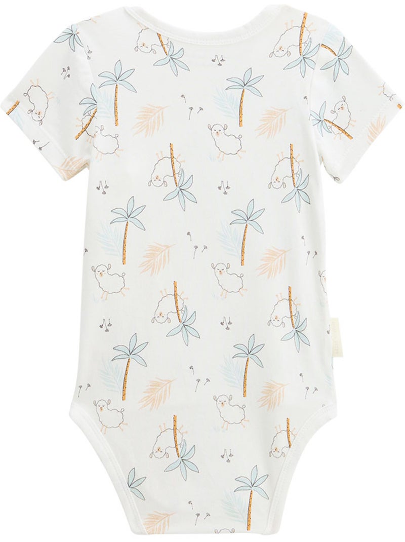 Set van 2 babyrompertjes met korte mouwen en een overslagopening, hazelnootkleur. Ecru - Kiabi
