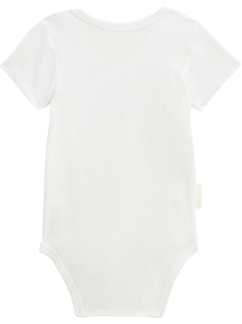 Set van 2 babyrompertjes met korte mouwen en een overslagopening, hazelnootkleur. Ecru - Kiabi