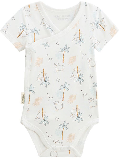 Set van 2 babyrompertjes met korte mouwen en een overslagopening, hazelnootkleur. - Kiabi Set van 2 babyrompertjes met korte mouwen en een overslagopening, hazelnootkleur. - Kiabi