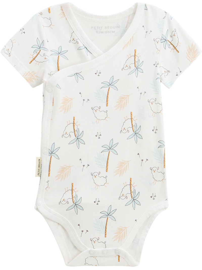 Set van 2 babyrompertjes met korte mouwen en een overslagopening, hazelnootkleur. Ecru - Kiabi