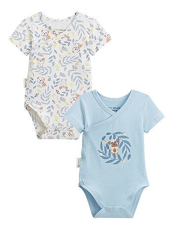 Set van 2 babyrompertjes met korte mouwen en overslagopening, zeste d'amour