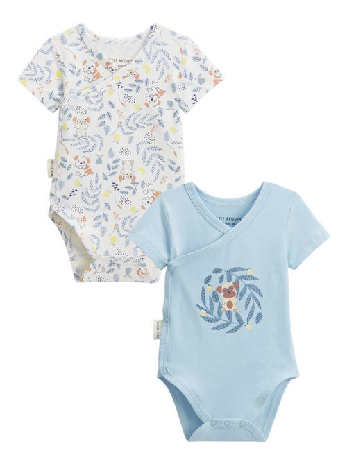 Set van 2 babyrompertjes met korte mouwen en overslagopening, Zeste d'amour - Kiabi