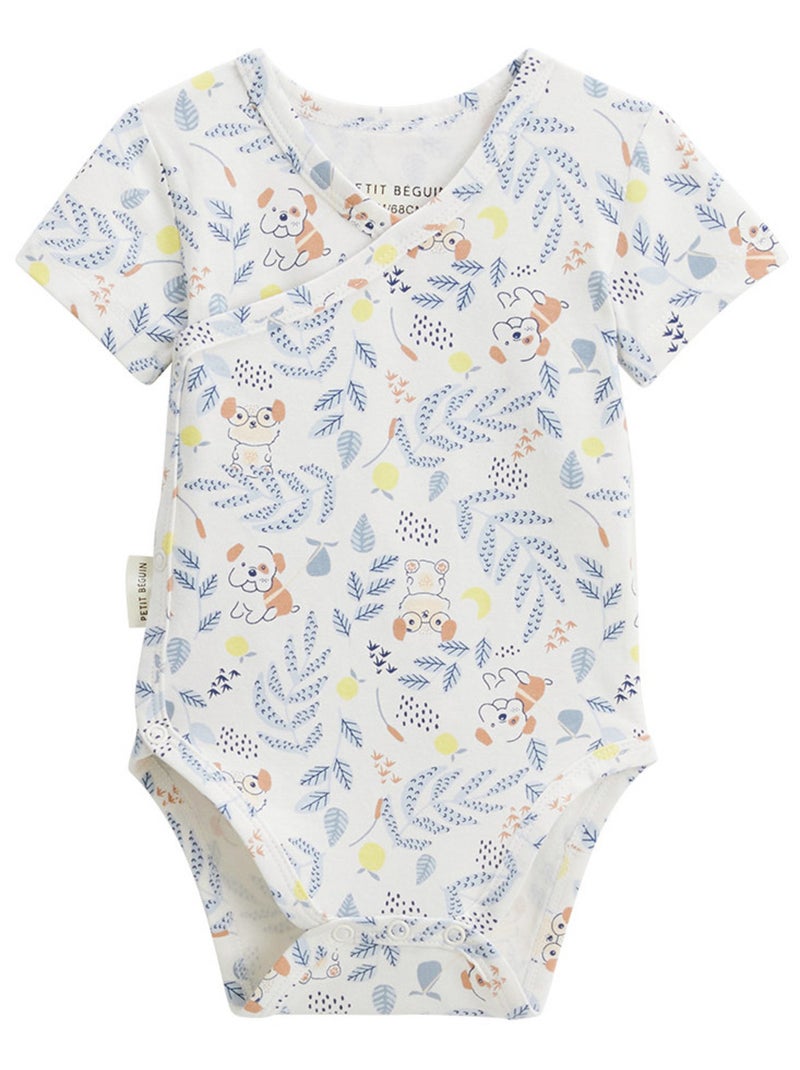 Set van 2 babyrompertjes met korte mouwen en overslagopening, Zeste d'amour Blauw - Kiabi