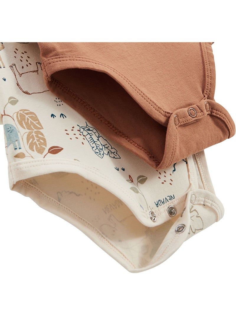 Set van 2 babyrompertjes met korte mouwen in kansas city-stijl. Camel - Kiabi