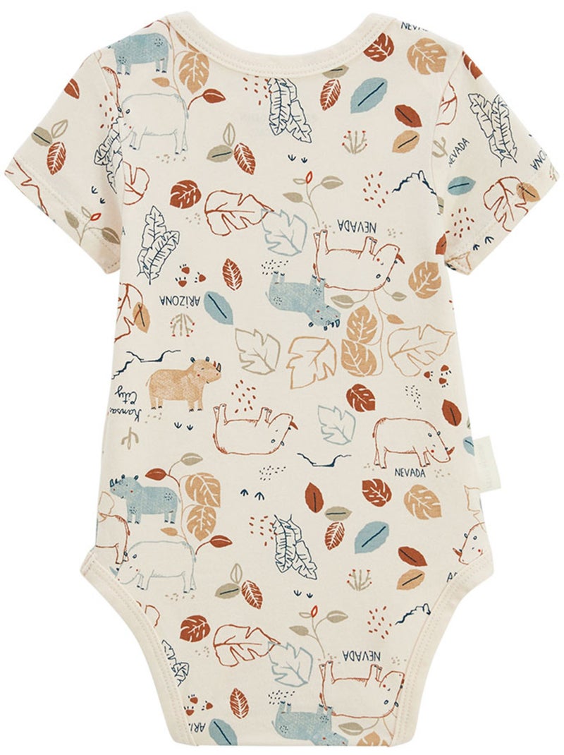 Set van 2 babyrompertjes met korte mouwen in kansas city-stijl. Camel - Kiabi