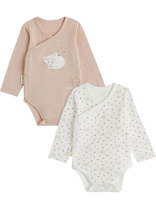 Set van 2 babyrompertjes met lange mouwen en een opening aan de voorkant die je kunt overslaan. - Kiabi Set van 2 babyrompertjes met lange mouwen en een opening aan de voorkant die je kunt overslaan. - Kiabi
