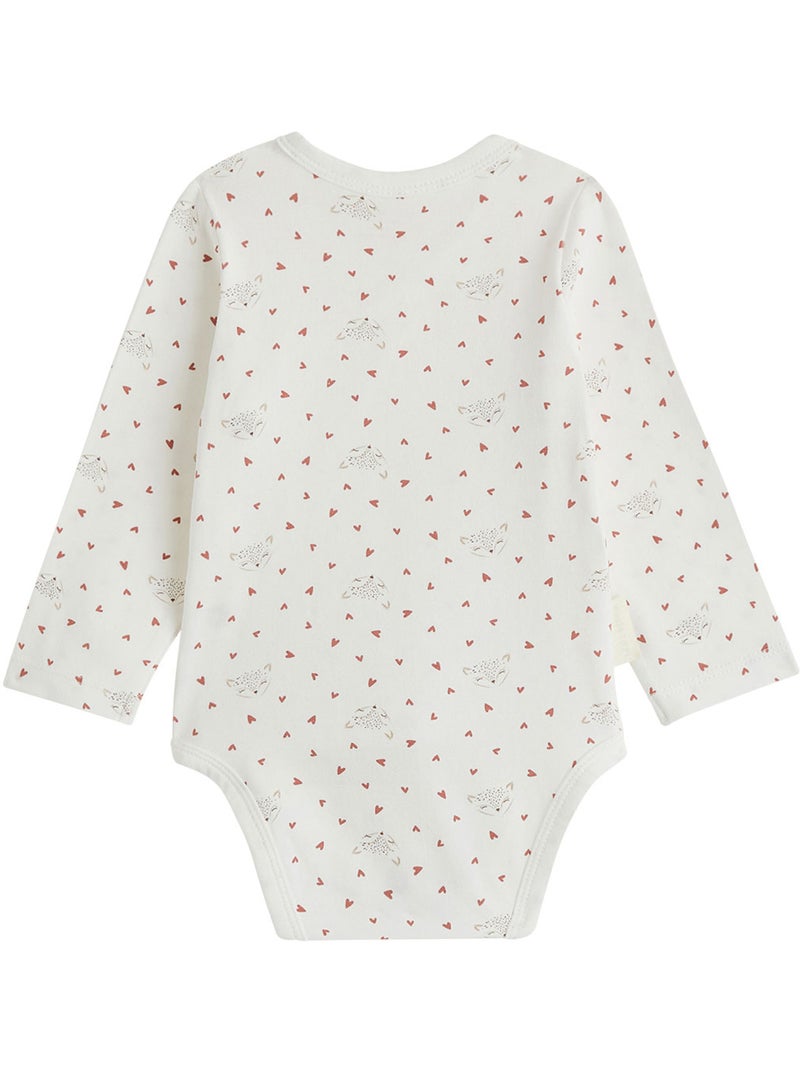 Set van 2 babyrompertjes met lange mouwen en een opening aan de voorkant die je kunt overslaan. Roze - Kiabi