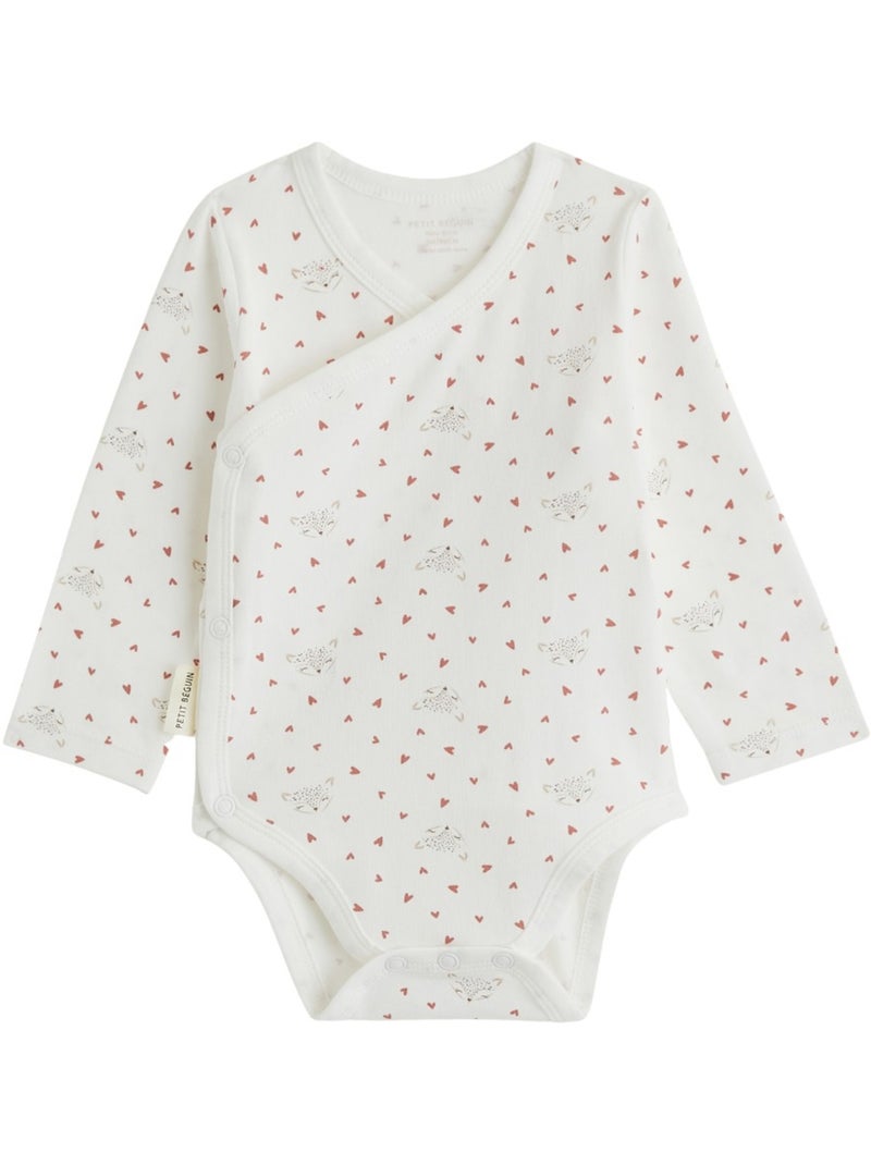 Set van 2 babyrompertjes met lange mouwen en een opening aan de voorkant die je kunt overslaan. Roze - Kiabi
