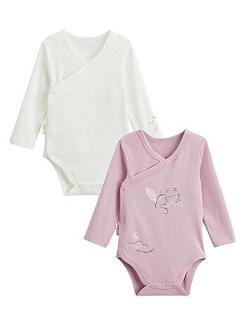 Set van 2 babyrompertjes met lange mouwen en een overslagopening van miss chatchatchat