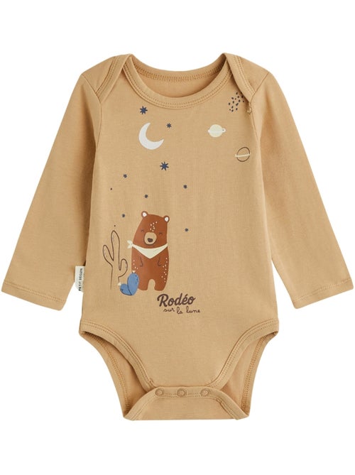 Set van 2 babyrompertjes met lange mouwen, Moka - Kiabi Set van 2 babyrompertjes met lange mouwen, Moka - Kiabi