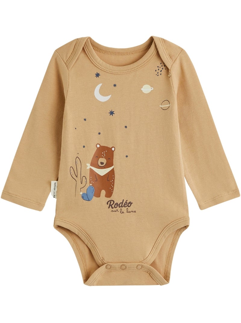 Set van 2 babyrompertjes met lange mouwen, Moka Bruin - Kiabi