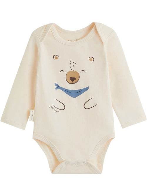 Set van 2 babyrompertjes met lange mouwen, Moka - Kiabi Set van 2 babyrompertjes met lange mouwen, Moka - Kiabi