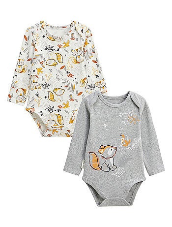 Set van 2 babyrompertjes met lange mouwen petit loup