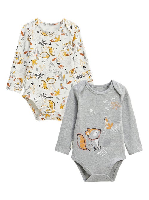Set van 2 babyrompertjes met lange mouwen Petit Loup - Kiabi