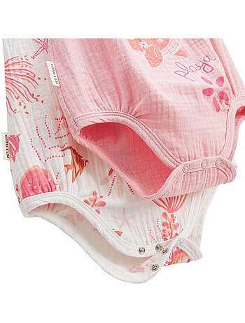Set van 2 babyrompertjes van bahamaans katoengaas.