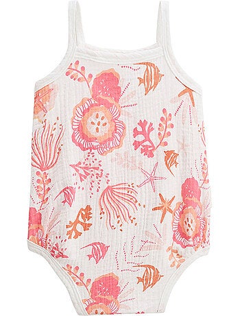 Set van 2 babyrompertjes van bahamaans katoengaas.