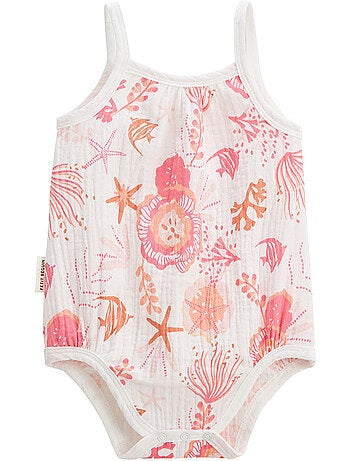 Set van 2 babyrompertjes van bahamaans katoengaas.