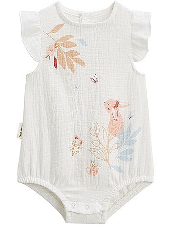 Set van 2 babyrompertjes van pralinekleurig katoengaas.