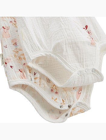 Set van 2 babyrompertjes van pralinekleurig katoengaas.