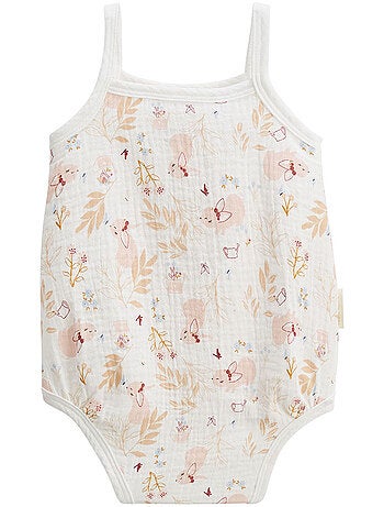 Set van 2 babyrompertjes van pralinekleurig katoengaas.