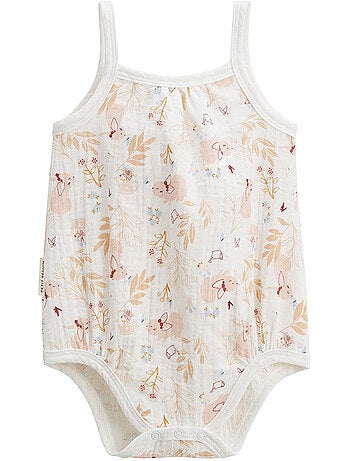 Set van 2 babyrompertjes van pralinekleurig katoengaas.