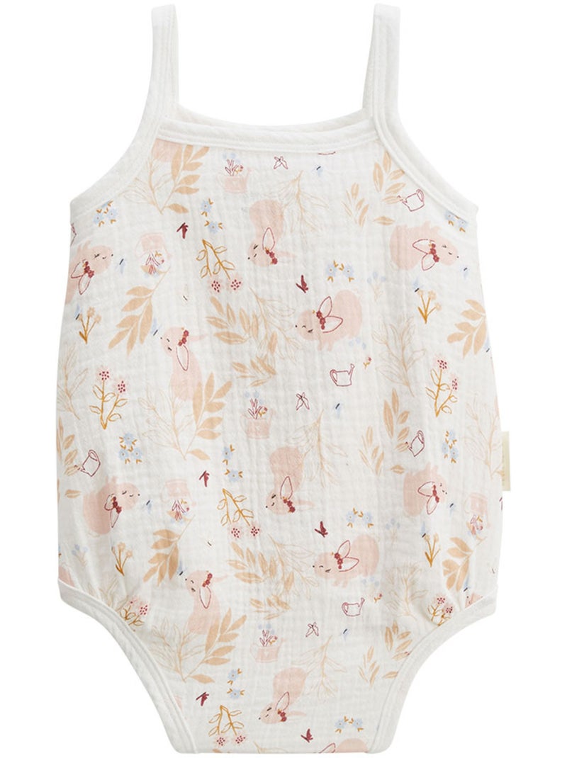 Set van 2 babyrompertjes van pralinekleurig katoengaas. Ecru - Kiabi