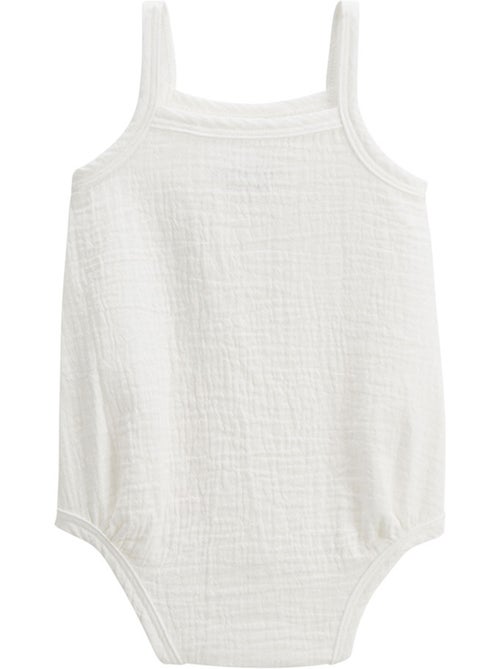 Set van 2 babyrompertjes van pralinekleurig katoengaas. - Kiabi