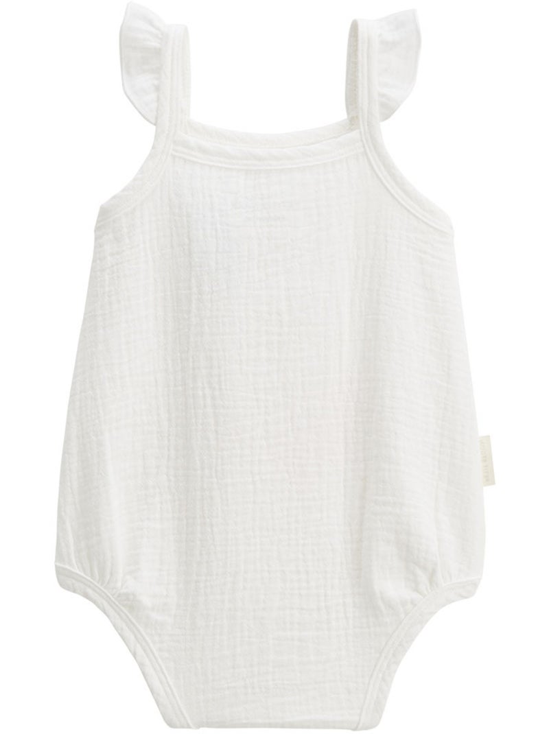 Set van 2 babyrompertjes van pralinekleurig katoengaas. Ecru - Kiabi