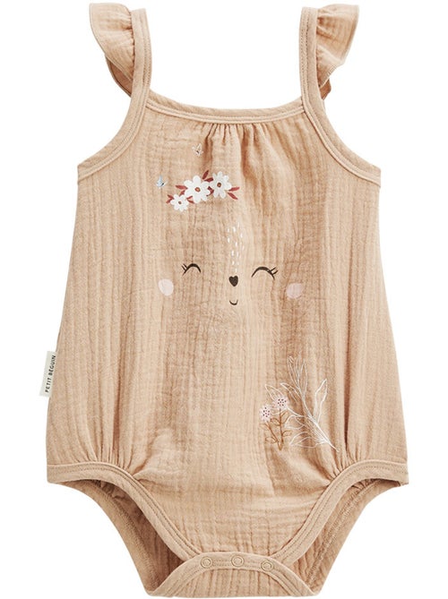 Set van 2 babyrompertjes van pralinekleurig katoengaas. - Kiabi