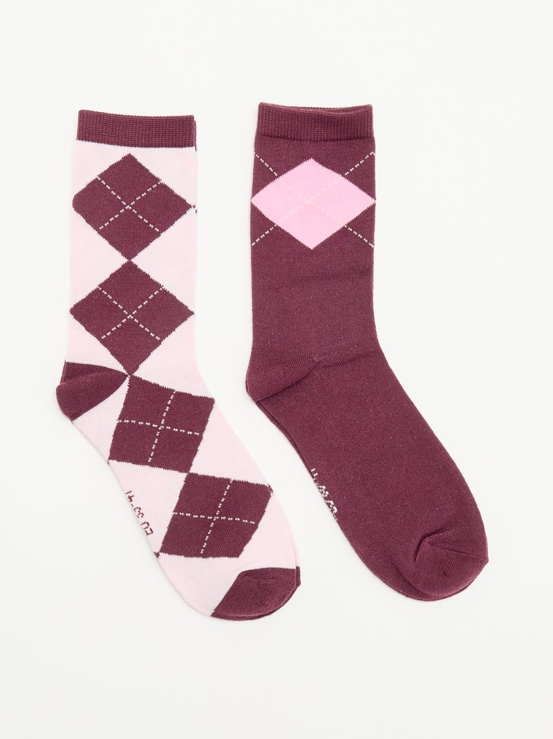 Set van 2 bedrukte enkelkousen Rose - Kiabi