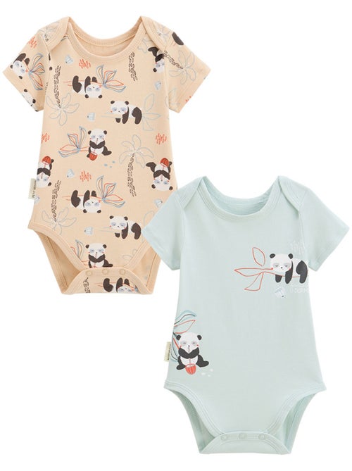 Set van 2 bento babyrompertjes met korte mouwen - Kiabi Set van 2 bento babyrompertjes met korte mouwen - Kiabi