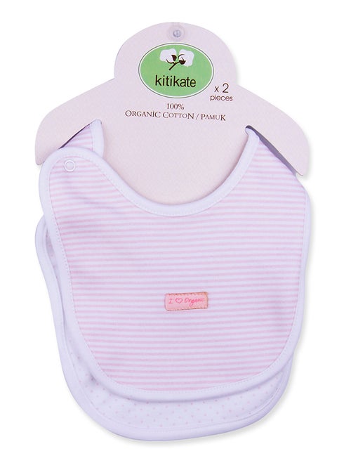 Set van 2 biologische katoenen slabbetjes "dreams", comfort en veiligheid voor baby - Kiabi