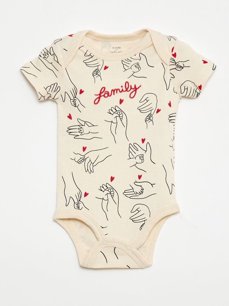 Set van 2 bodys met family-print 'Agathe Sorlet x Kiabi' - Valentijnsdag Wit - Kiabi