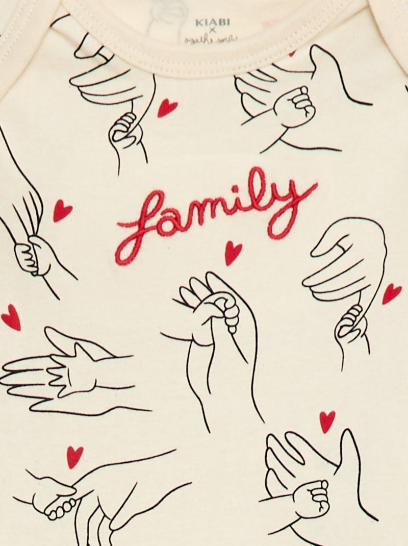 Set van 2 bodys met family-print 'Agathe Sorlet x Kiabi' - Valentijnsdag Wit - Kiabi