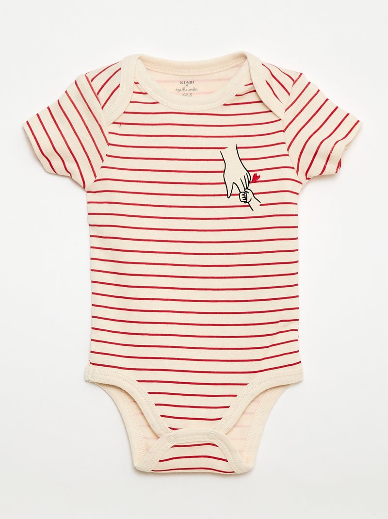 Set van 2 bodys met family-print 'Agathe Sorlet x Kiabi' - Valentijnsdag Wit - Kiabi