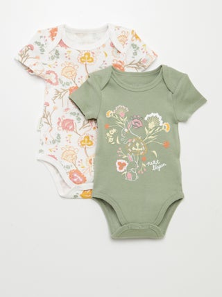 Set van 2 body's met print - Groen/wit