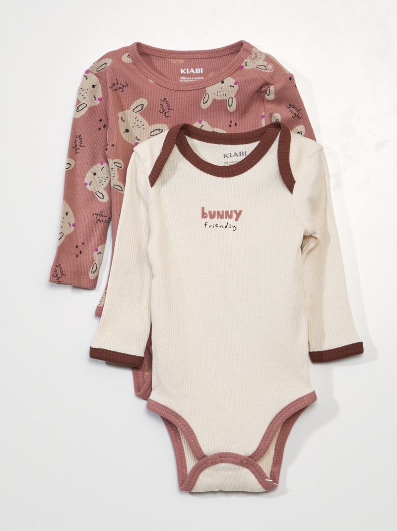 Set van 2 body's van ribstof ROSE - Kiabi