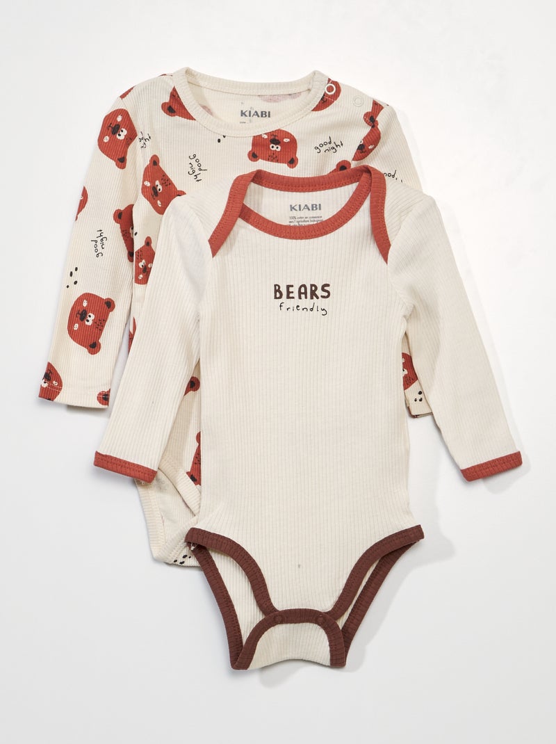 Set van 2 body's van ribstof WIT - Kiabi