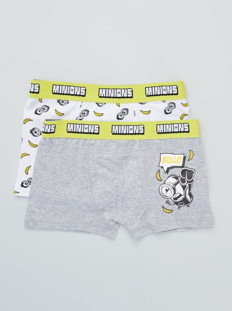 Set van 2 boxershorts 'Minions' grijs / wit - Kiabi