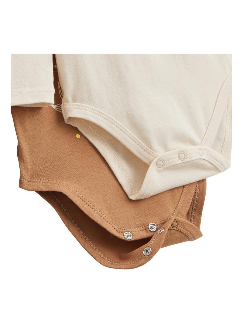 Set van 2 chincha babyrompertjes met lange mouwen en col. Camel - Kiabi