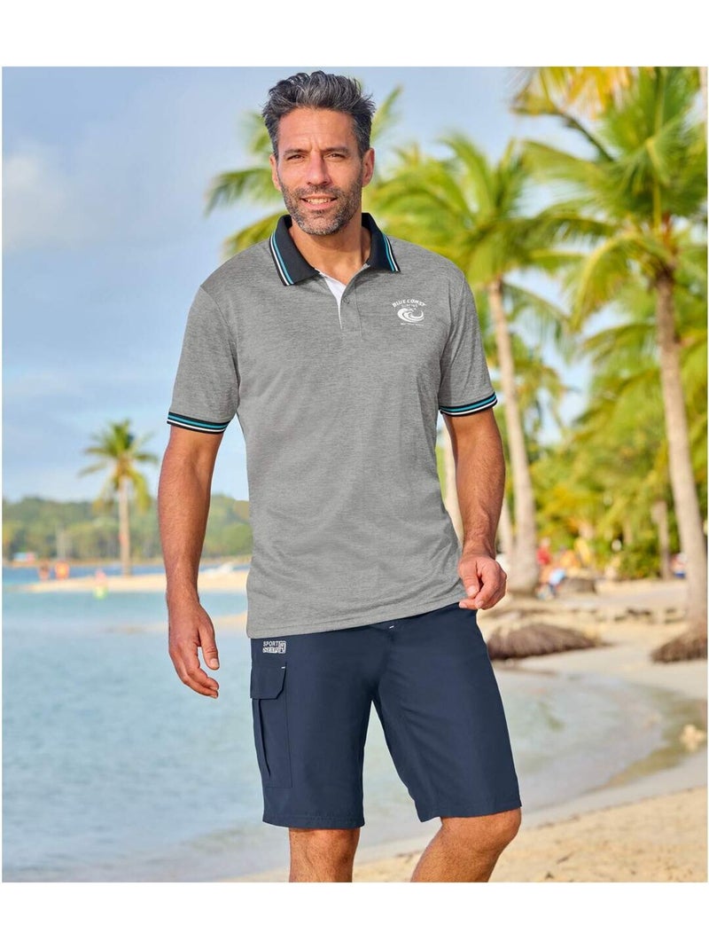 Set van 2 comfortabele bermuda’s van microvezel - atlas for men Grijs Blauw - Kiabi