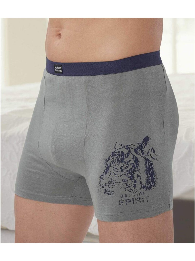 Set van 2 comfortabele stretch boxershorts - ATLAS FOR MEN Grijs Blauw - Kiabi