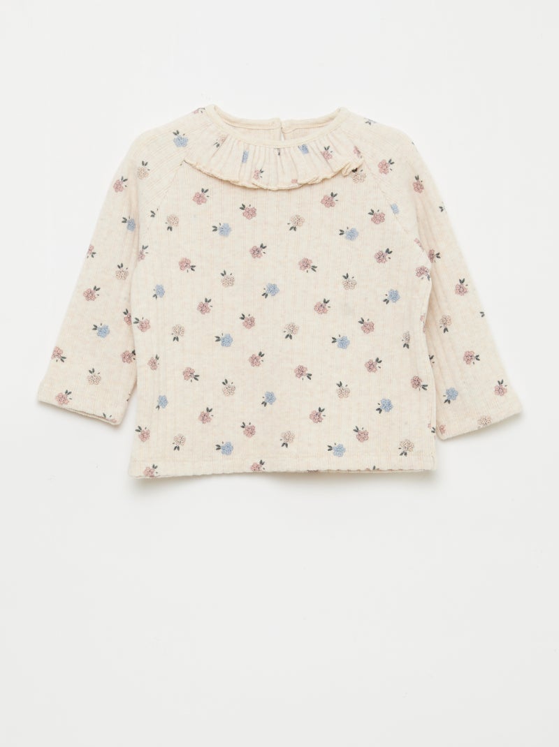 Set van 2-delige pluizige tricot - babykleding Biege - Kiabi