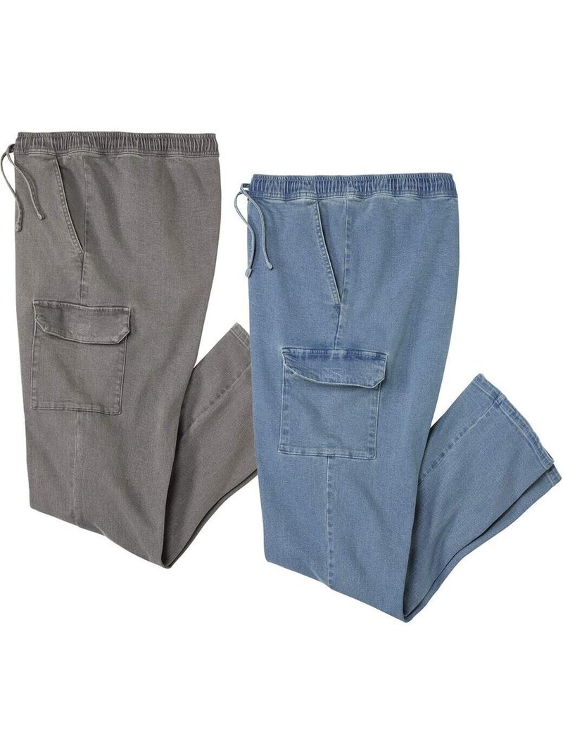 Set van 2 denim cargobroeken - atlas for men Blauwgrijs - Kiabi