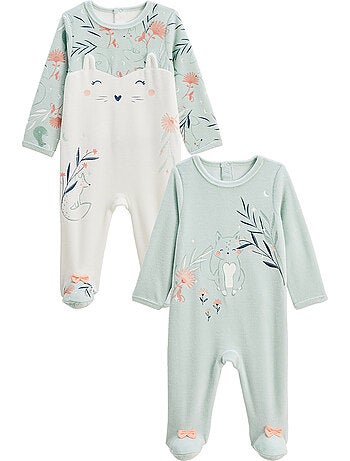Set van 2 dina velours babypyjama's