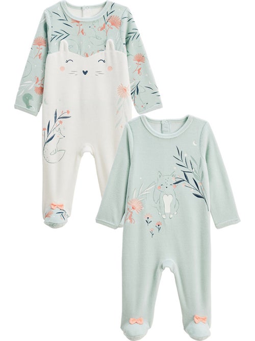 Set van 2 Dina velours babypyjama's - Kiabi