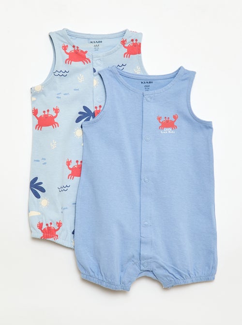 Set van 2 dunne slaappakken met drukknoopsluiting - Kiabi