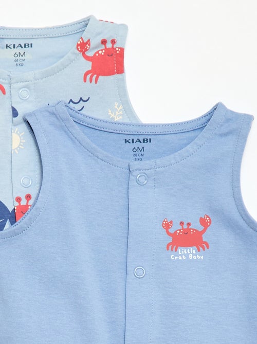 Set van 2 dunne slaappakken met drukknoopsluiting - Kiabi