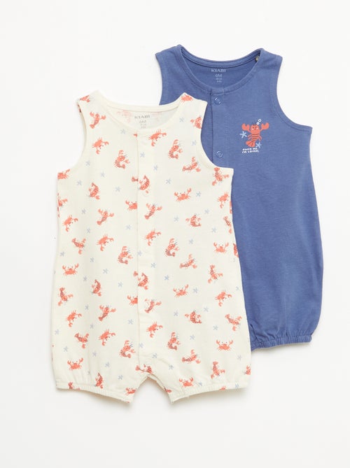 Set van 2 dunne slaappakken met drukknoopsluiting - Kiabi